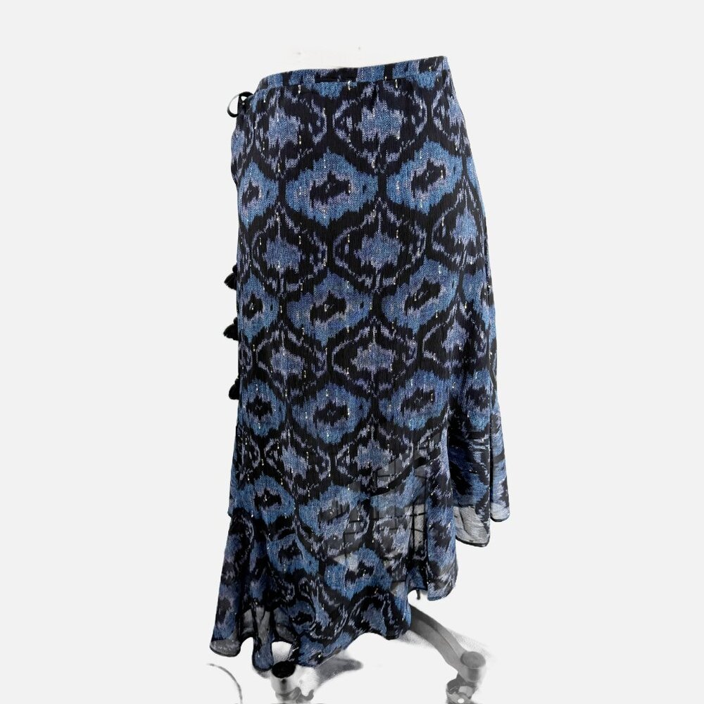 Figue Midi Skirt Wine Papas Maxime Silk Sparkly Asymmetric 4 - Picture 6 of 10